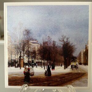 Art Tile Trivet Winter Cityscape Paris